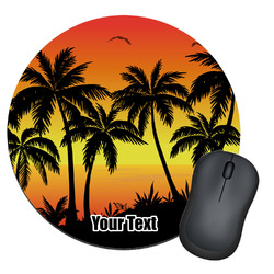 Tropical Sunset Round Mouse Pad (Personalized)