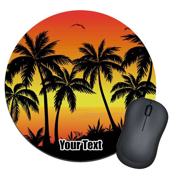 Custom Tropical Sunset Round Mouse Pad (Personalized)
