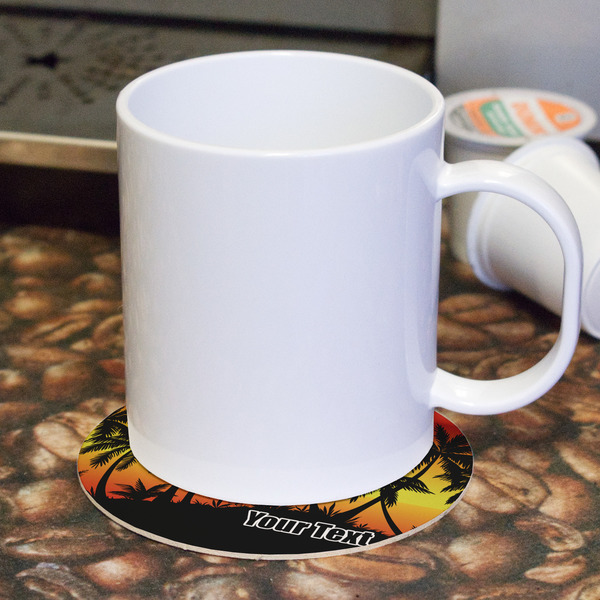 Tropical Sunset Round Paper Coaster - With Mug