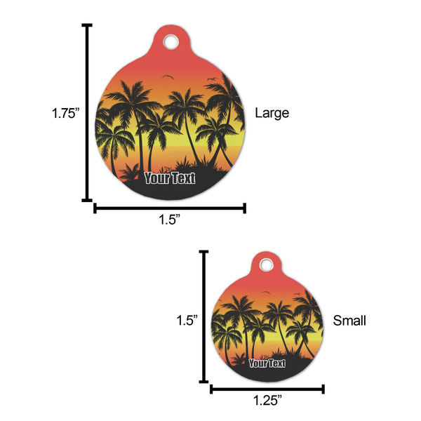 Tropical Sunset Round Pet ID Tag - Large - Comparison Scale