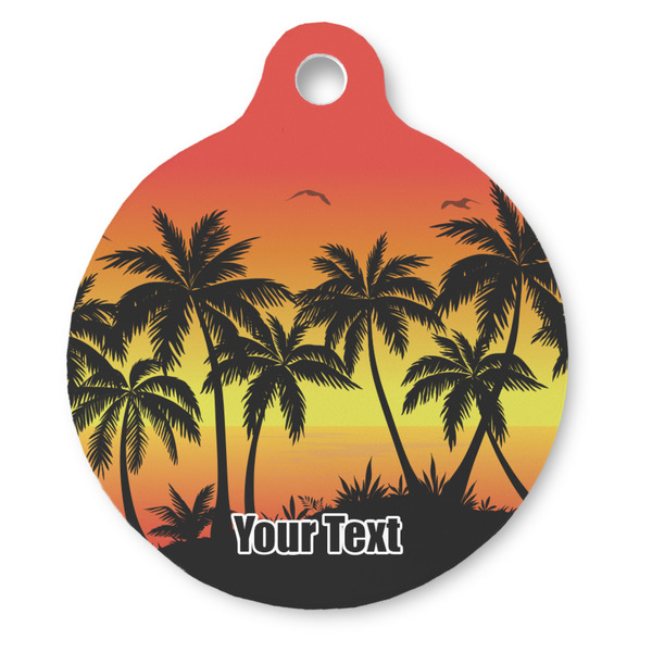 Custom Tropical Sunset Round Pet ID Tag - Large (Personalized)