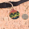 Tropical Sunset Round Pet ID Tag - Large - In Context