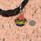 Tropical Sunset Round Pet ID Tag - Small - In Context