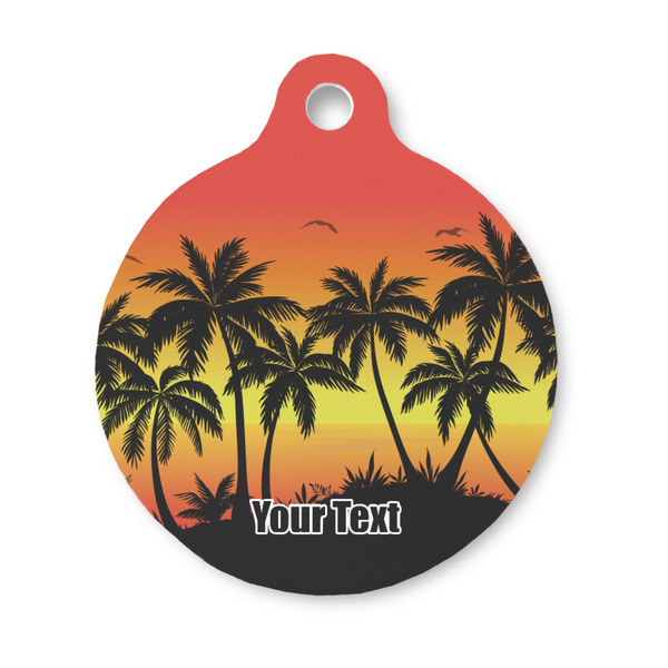 Custom Tropical Sunset Round Pet ID Tag - Small (Personalized)