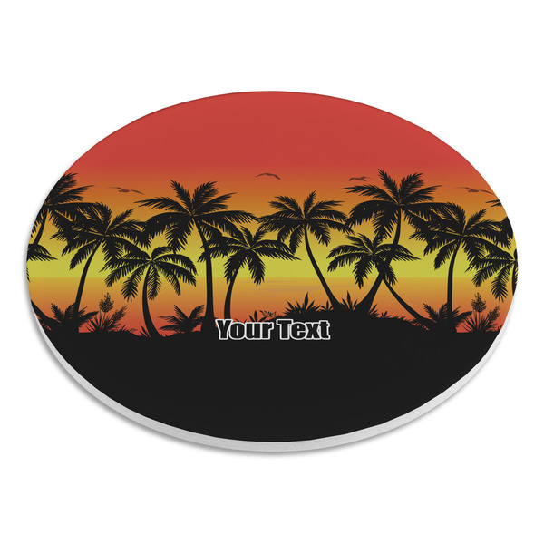 Tropical Sunset Round Stone Trivet - Angle View
