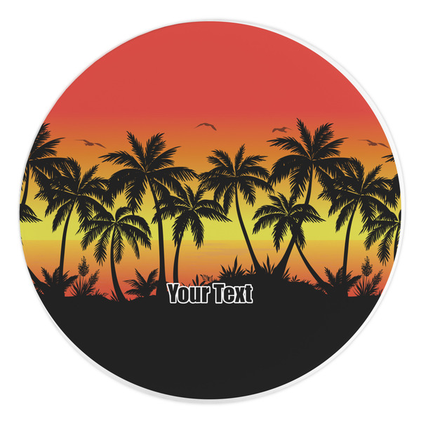 Custom Tropical Sunset Round Stone Trivet (Personalized)