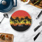 Tropical Sunset Round Stone Trivet - In Context View