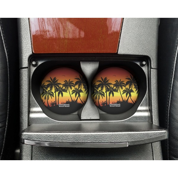 Tropical Sunset Sandstone Car Coaster - In Cup Holder