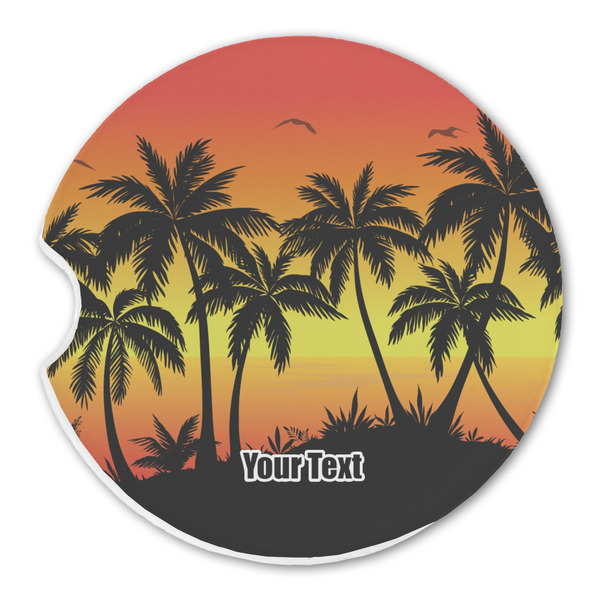 Custom Tropical Sunset Sandstone Car Coaster - Single (Personalized)