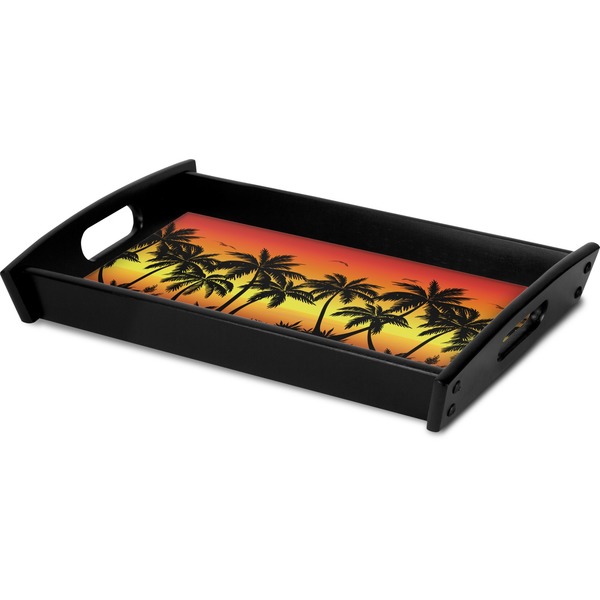 Tropical Sunset Serving Tray Black - Corner