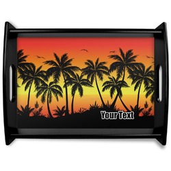 Tropical Sunset Black Wooden Tray - Large (Personalized)