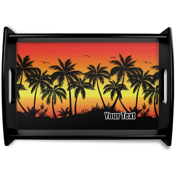 Custom Tropical Sunset Black Wooden Tray - Small (Personalized)