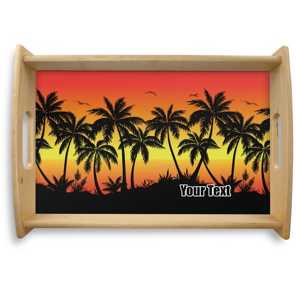 Custom Tropical Sunset Natural Wooden Tray - Small (Personalized)