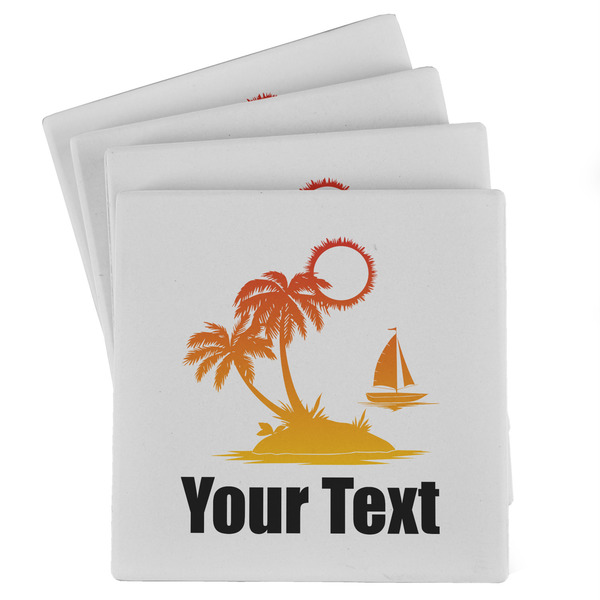 Custom Tropical Sunset Absorbent Stone Coasters - Set of 4 (Personalized)