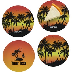 Tropical Sunset Set of 4 Glass Appetizer / Dessert Plate 8" (Personalized)