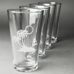 Tropical Sunset Pint Glasses - Engraved (Set of 4) (Personalized)