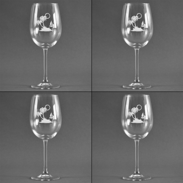 Tropical Sunset Set of Four Personalized Wineglasses (Approval)
