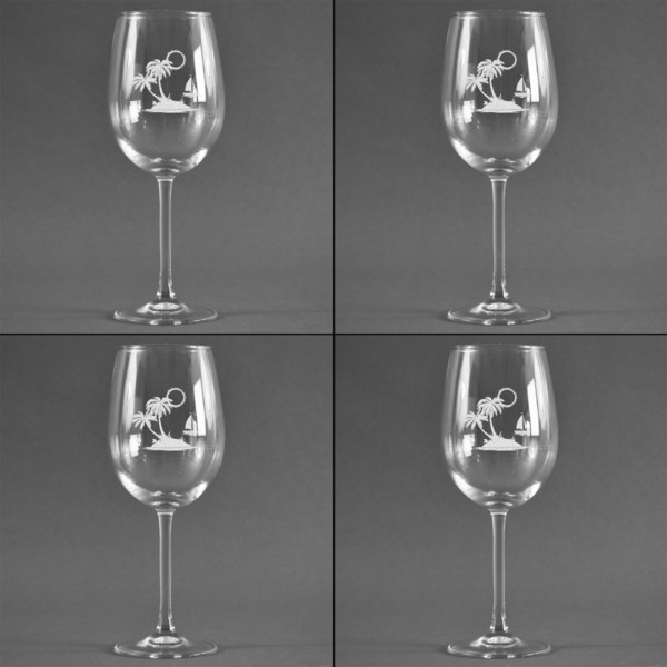 Tropical Sunset Set of Four Personalized Wineglasses (Approval)