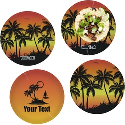 Tropical Sunset Set of 4 Glass Lunch / Dinner Plate 10" (Personalized)