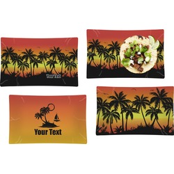 Tropical Sunset Set of 4 Glass Rectangular Lunch / Dinner Plate (Personalized)