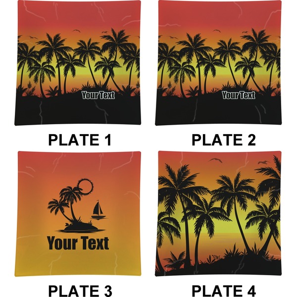Tropical Sunset Set of Square Dinner Plates (Approval)