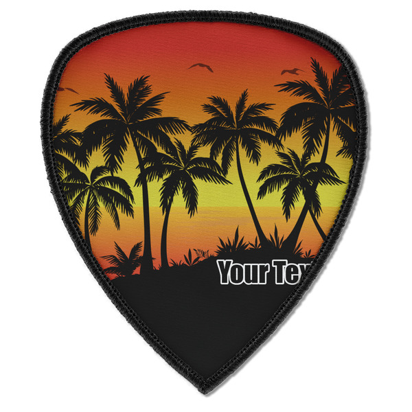 Custom Tropical Sunset Iron on Shield Patch A w/ Name or Text