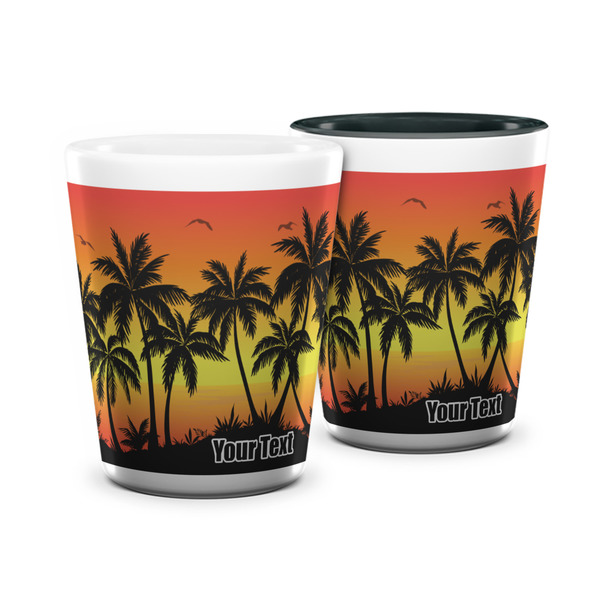 Custom Tropical Sunset Ceramic Shot Glass - 1.5 oz (Personalized)