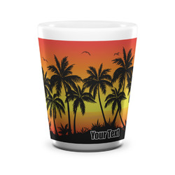 Tropical Sunset Ceramic Shot Glass - 1.5 oz - White - Single (Personalized)