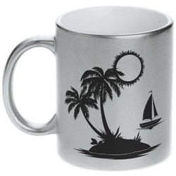 Tropical Sunset Metallic Silver Mug (Personalized)