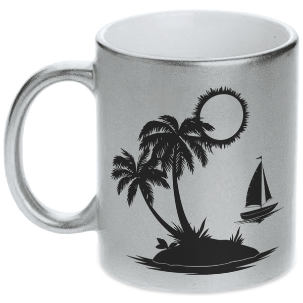 Custom Tropical Sunset Metallic Silver Mug (Personalized)