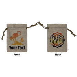 Tropical Sunset Small Burlap Gift Bag - Front & Back (Personalized)