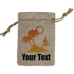 Tropical Sunset Small Burlap Gift Bag - Front (Personalized)