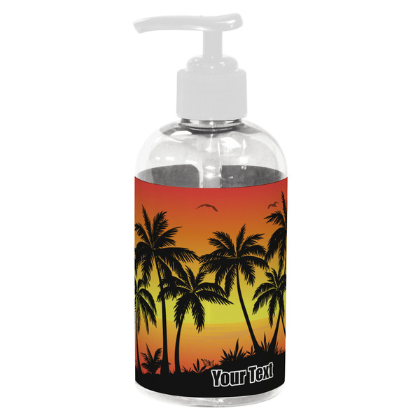 Custom Tropical Sunset Plastic Soap / Lotion Dispenser (8 oz - Small - White) (Personalized)
