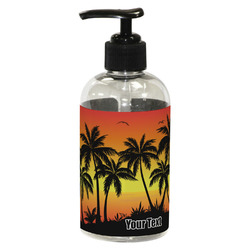 Tropical Sunset Plastic Soap / Lotion Dispenser (8 oz - Small - Black) (Personalized)