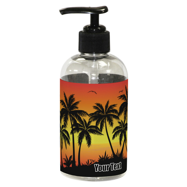 Custom Tropical Sunset Plastic Soap / Lotion Dispenser (8 oz - Small - Black) (Personalized)