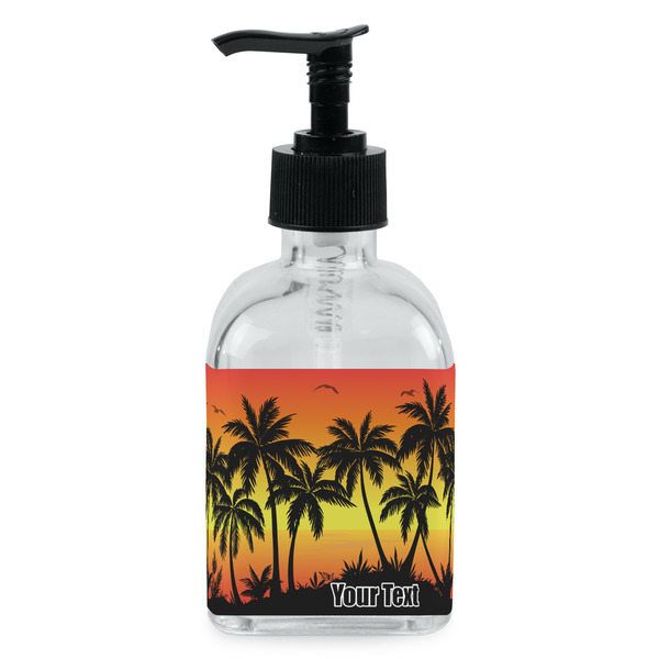Custom Tropical Sunset Glass Soap & Lotion Bottle - Single Bottle (Personalized)