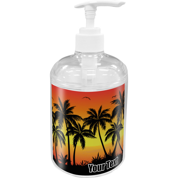 Custom Tropical Sunset Acrylic Soap & Lotion Bottle (Personalized)