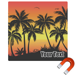 Tropical Sunset Square Car Magnet - 10" (Personalized)