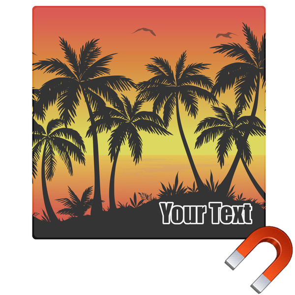 Custom Tropical Sunset Square Car Magnet - 10" (Personalized)