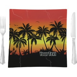 Tropical Sunset 9.5" Glass Square Lunch / Dinner Plate- Single or Set of 4 (Personalized)