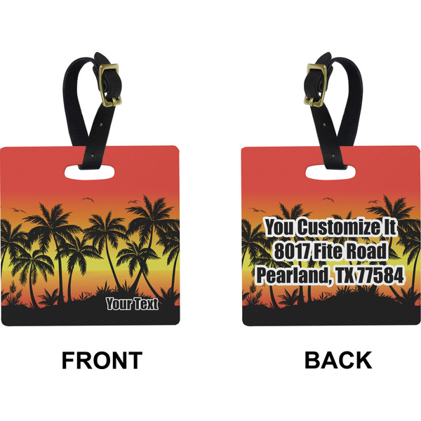Tropical Sunset Square Luggage Tag (Front + Back)