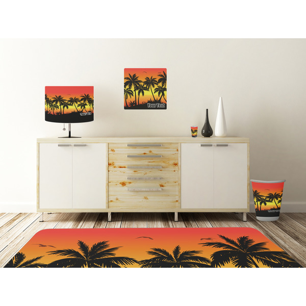 Tropical Sunset Square Wall Decal Wooden Desk