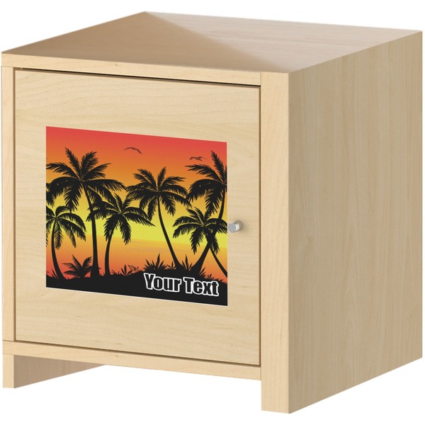 Tropical Sunset Square Wall Decal on Wooden Cabinet