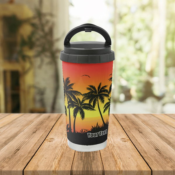 Tropical Sunset Stainless Steel Travel Cup Lifestyle