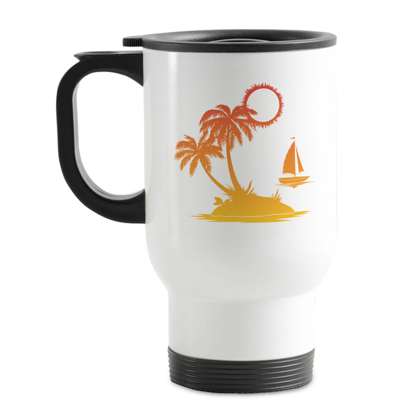 Custom Tropical Sunset Stainless Steel Travel Mug with Handle