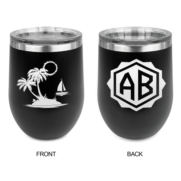 Tropical Sunset Stainless Wine Tumblers - Black - Double Sided - Approval