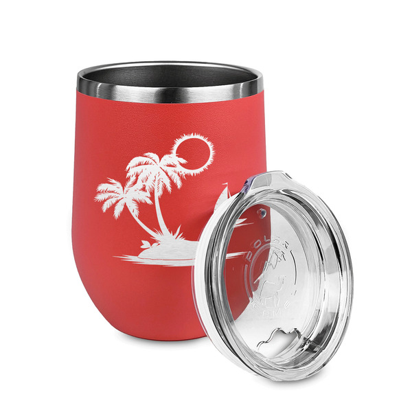 Tropical Sunset Stainless Wine Tumblers - Coral - Single Sided - Alt View