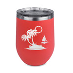Tropical Sunset Stemless Stainless Steel Wine Tumbler - Coral - Single Sided