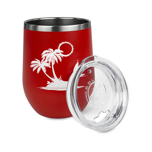 Tropical Sunset Stainless Wine Tumblers - Red - Double Sided - Alt View