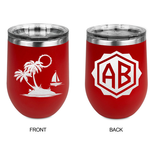 Tropical Sunset Stainless Wine Tumblers - Red - Double Sided - Approval